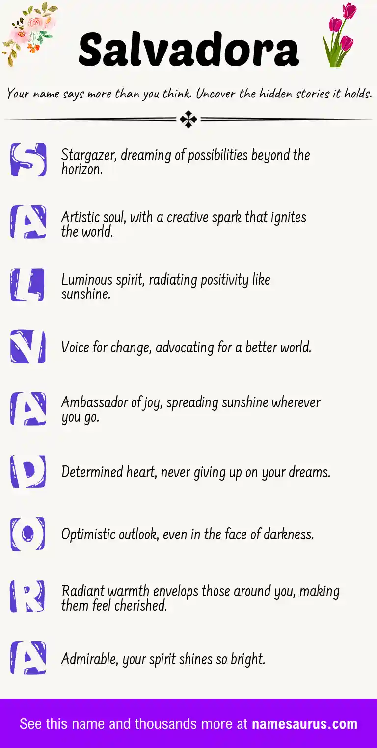 Acrostic poem about Salvadora.