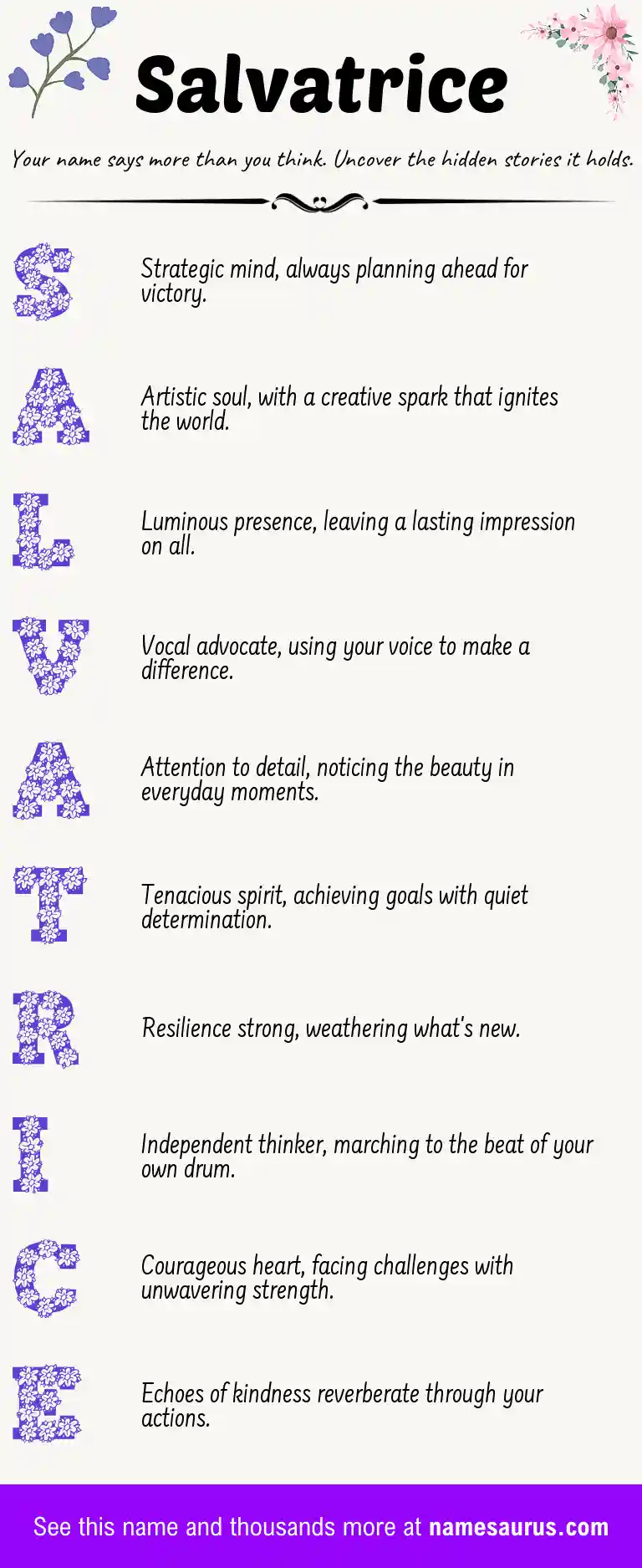 Acrostic poem about Salvatrice.
