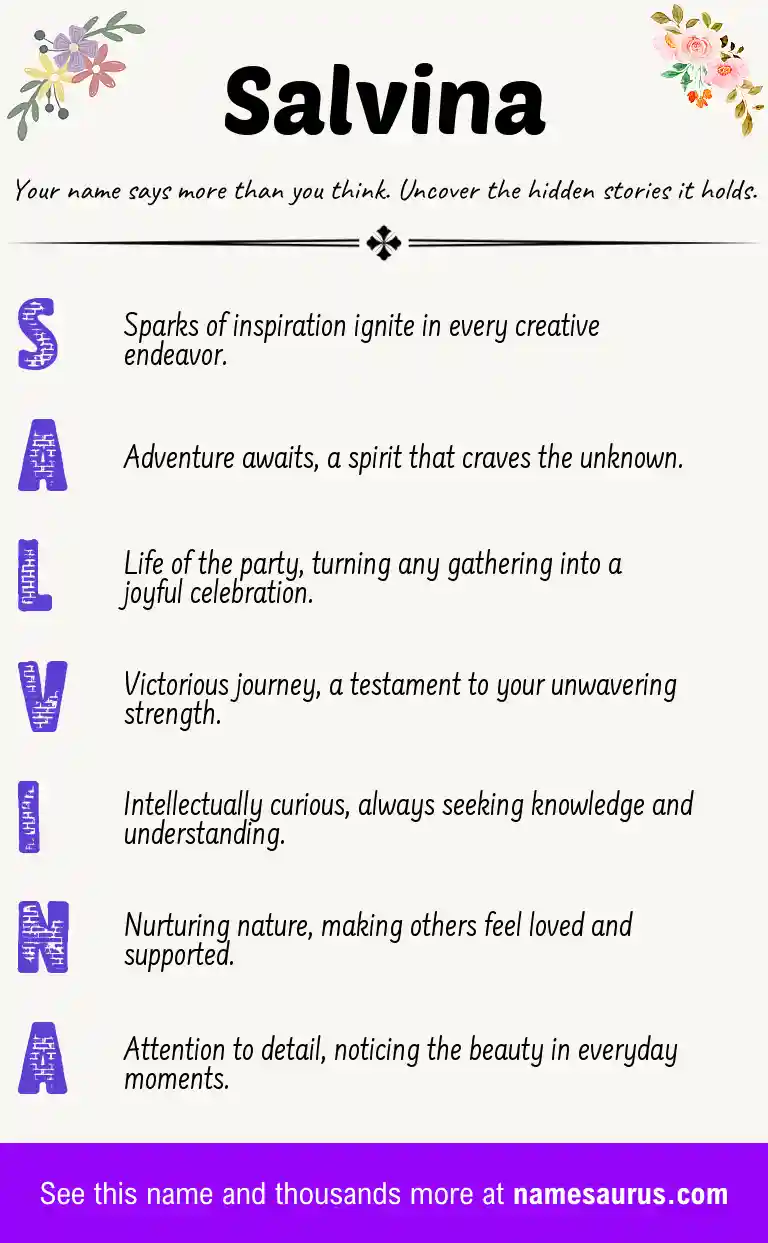 Acrostic poem about Salvina.