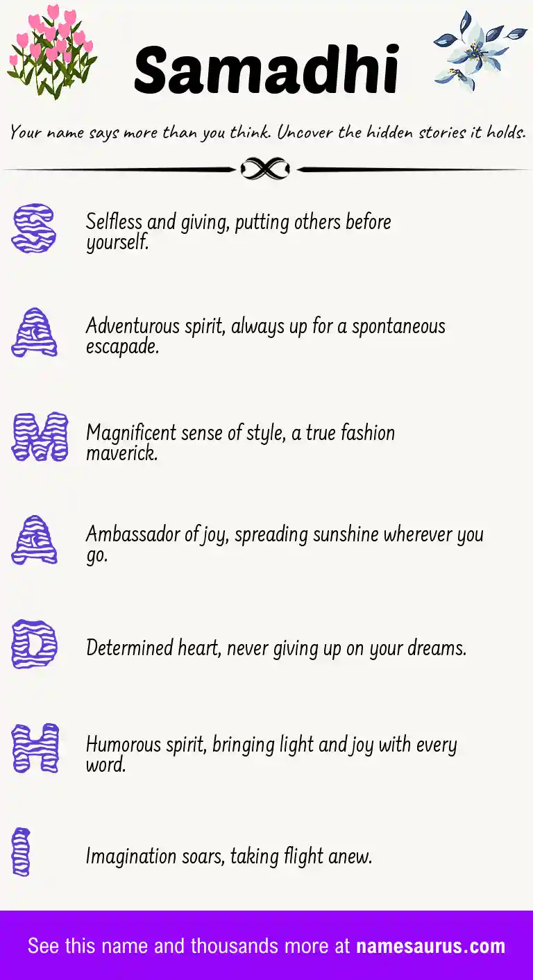 Acrostic poem about Samadhi.