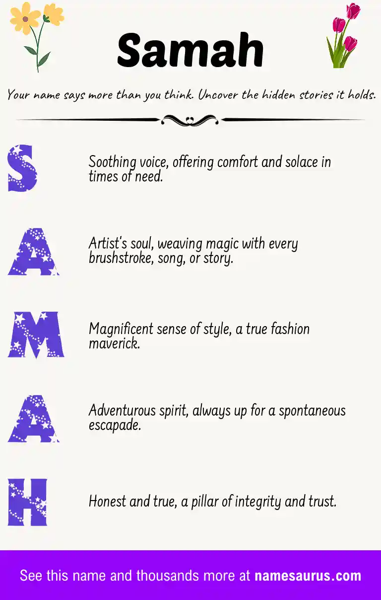 Acrostic poem about Samah.