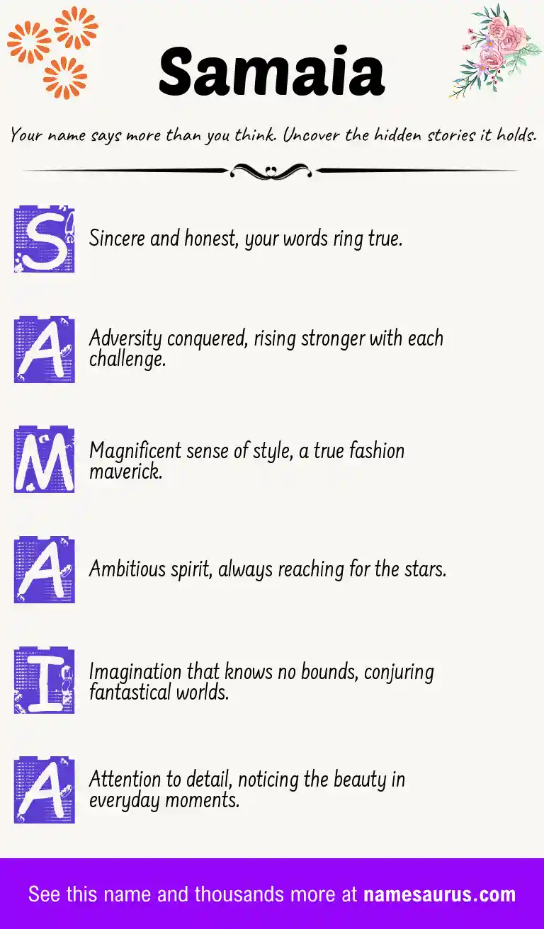 Acrostic poem about Samaia.