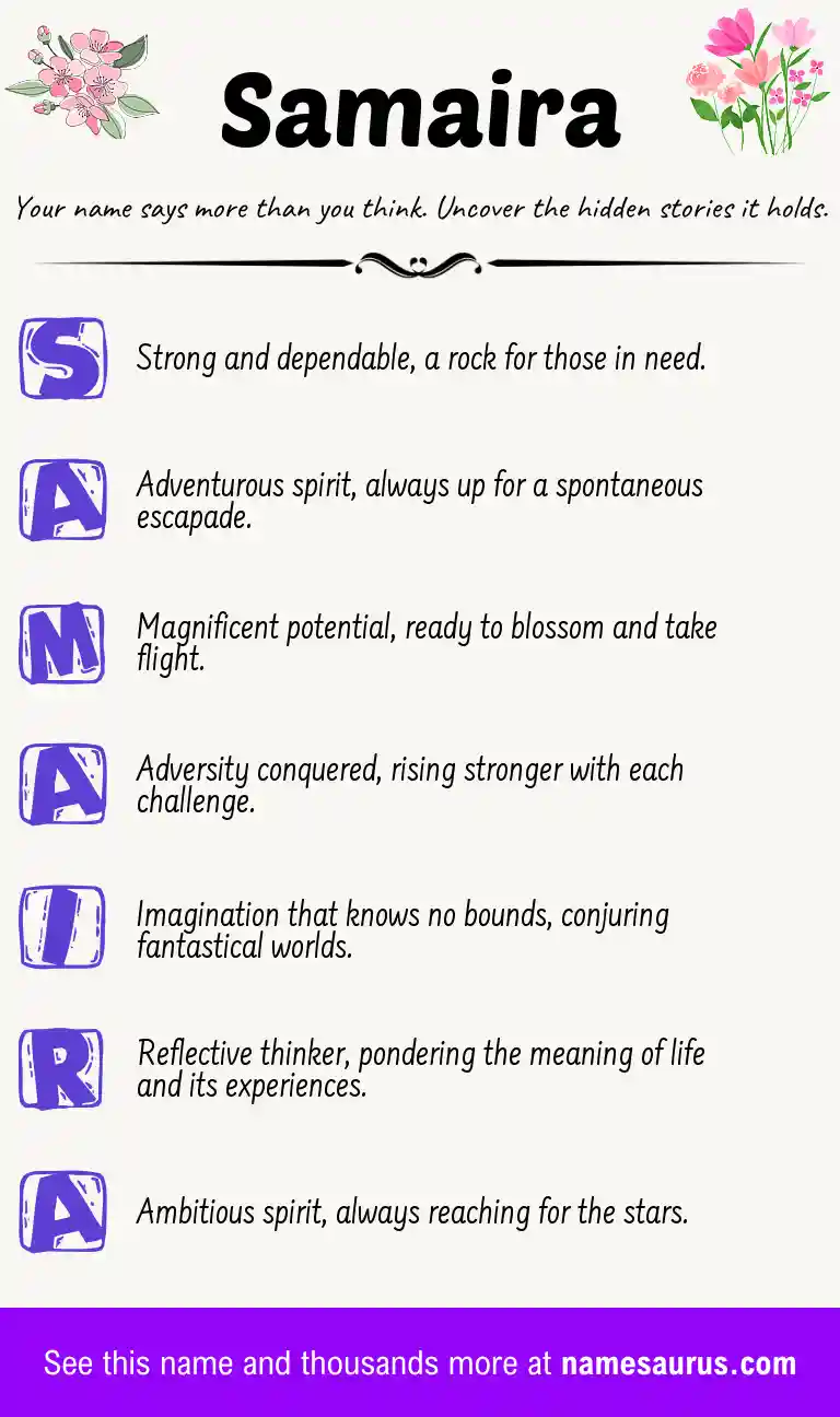 Acrostic poem about Samaira.