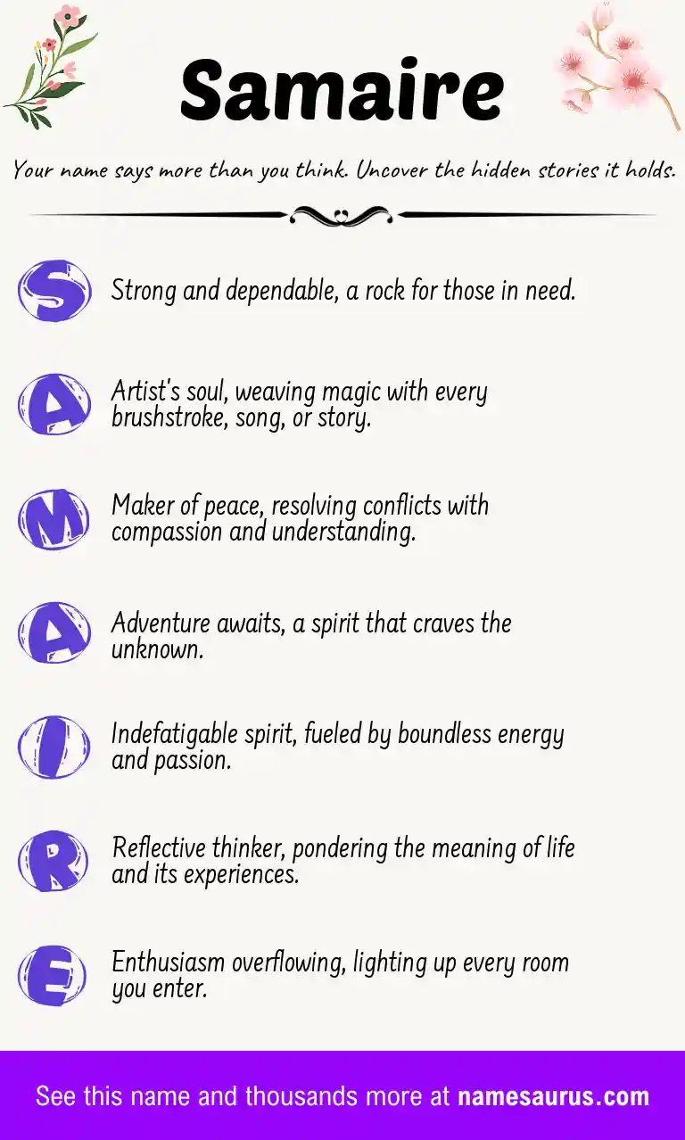 Acrostic poem about Samaire.