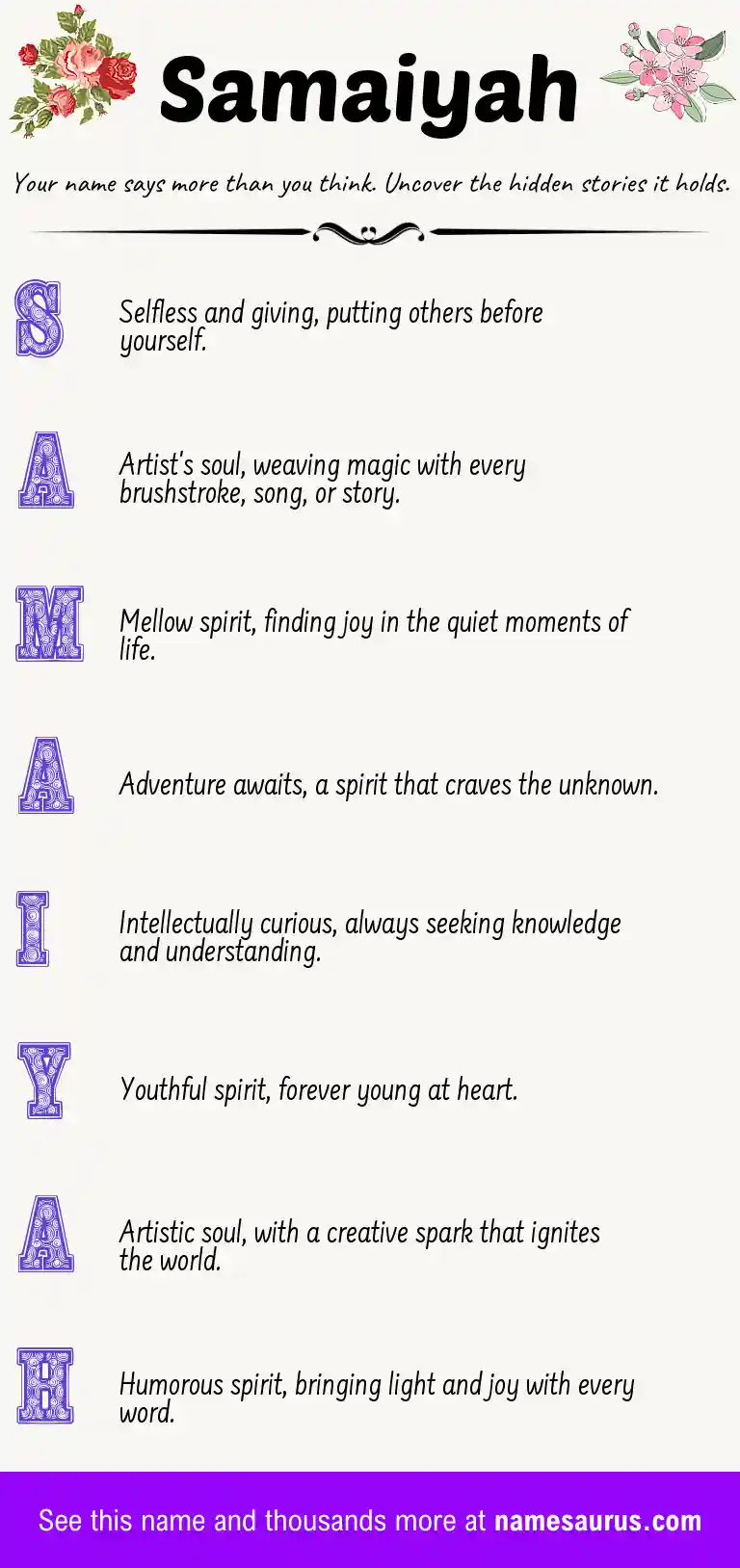 Acrostic poem about Samaiyah.