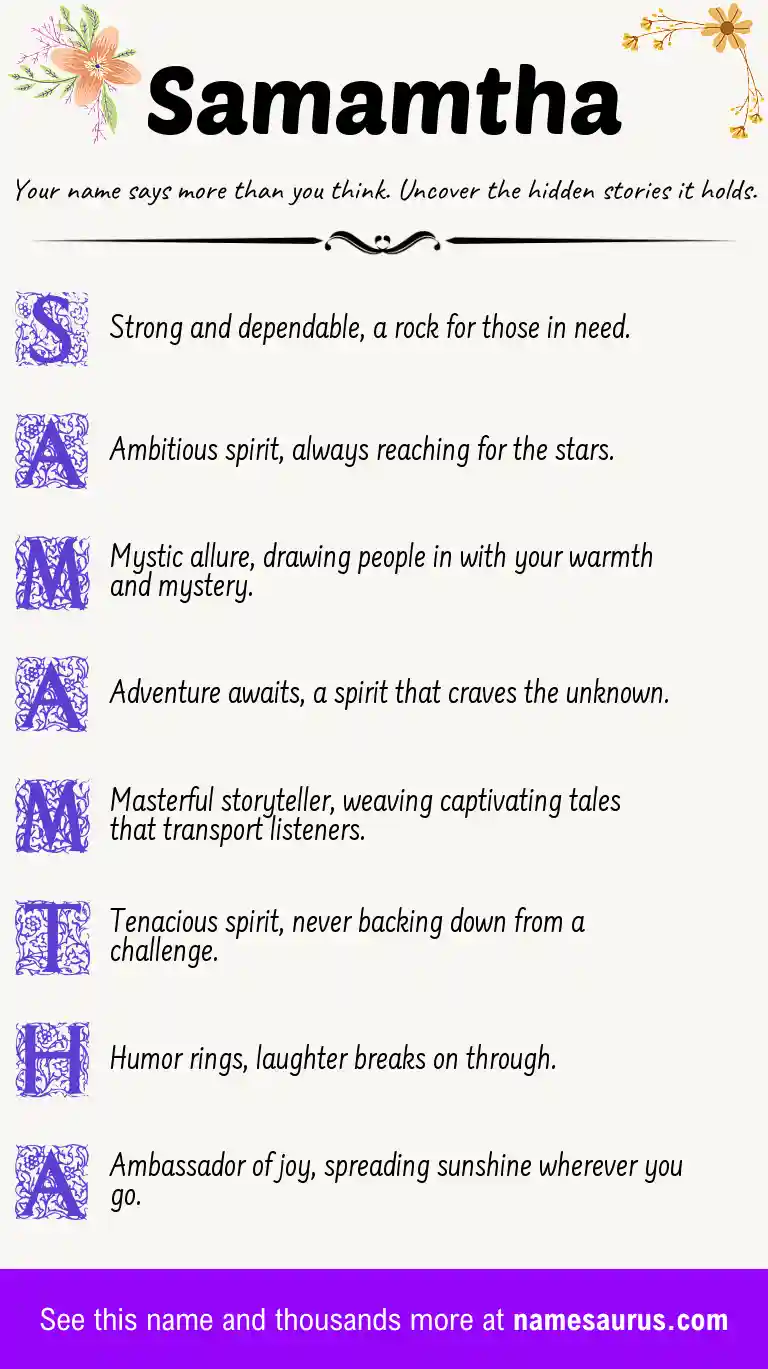 Acrostic poem about Samamtha.
