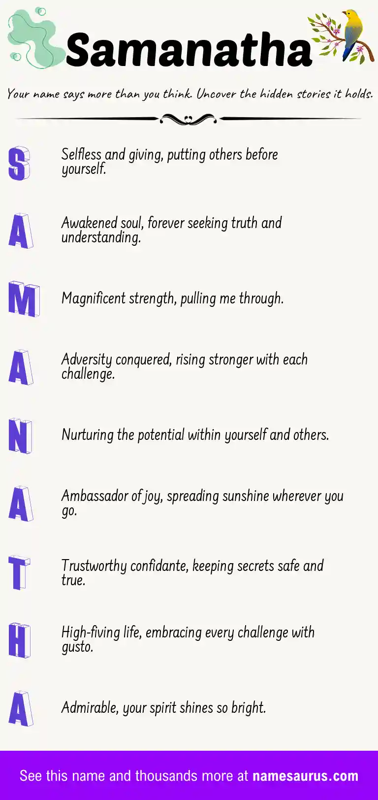 Acrostic poem about Samanatha.