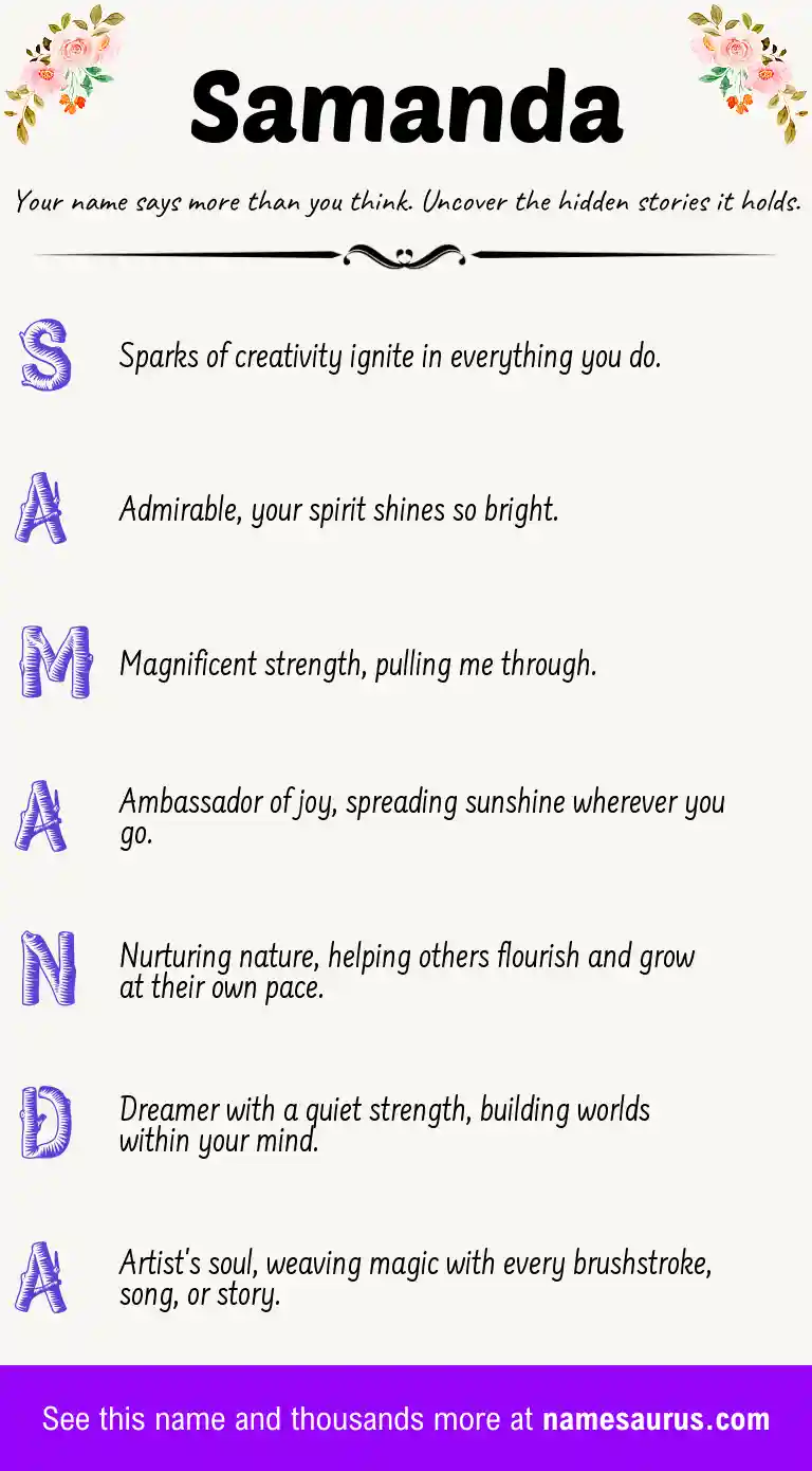 Acrostic poem about Samanda.
