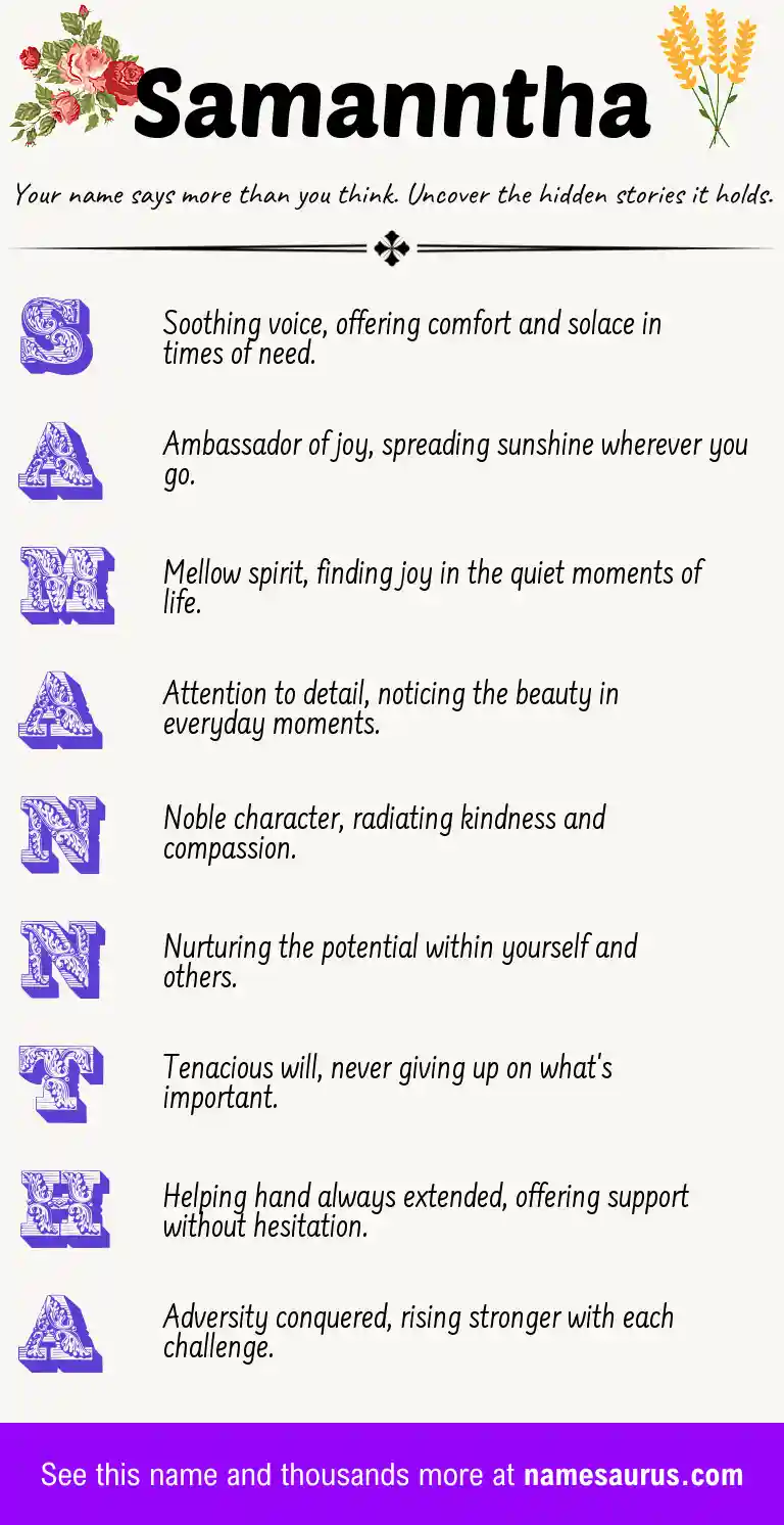 Acrostic poem about Samanntha.