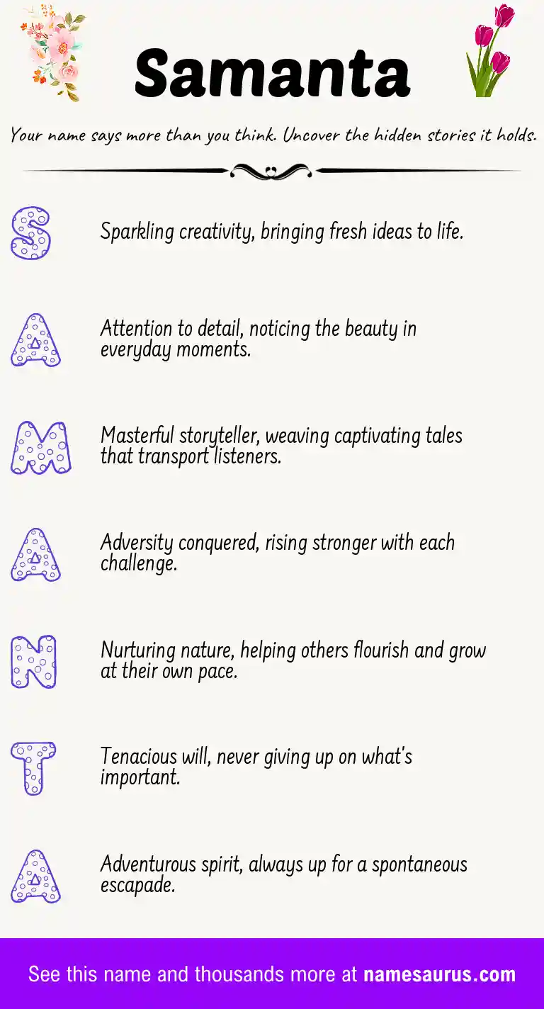 Acrostic poem about Samanta.