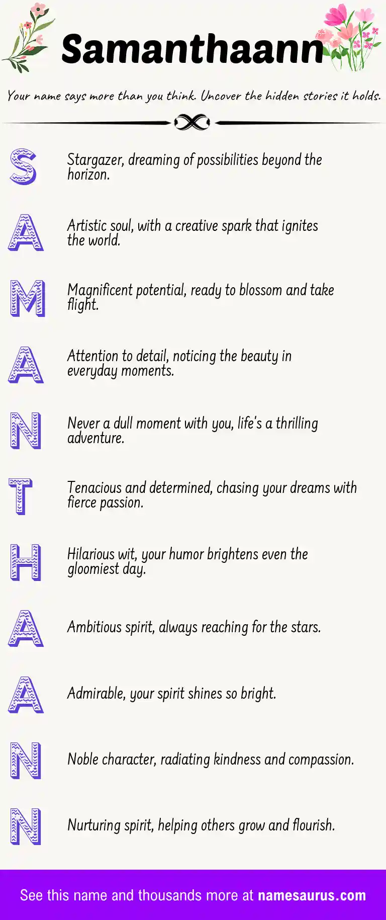 Acrostic poem about Samanthaann.