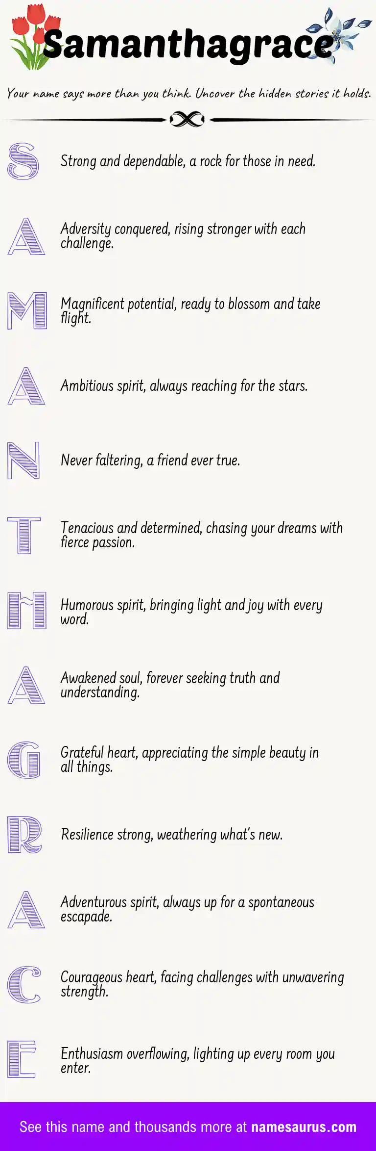 Acrostic poem about Samanthagrace.