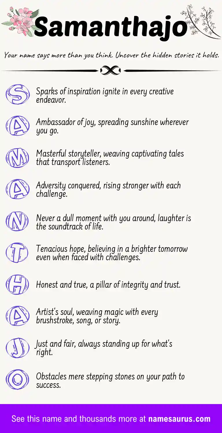 Acrostic poem about Samanthajo.