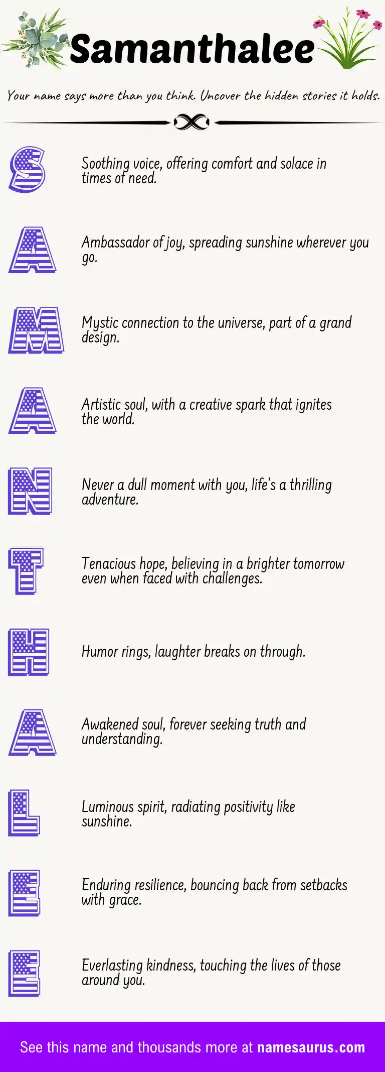 Acrostic poem about Samanthalee.