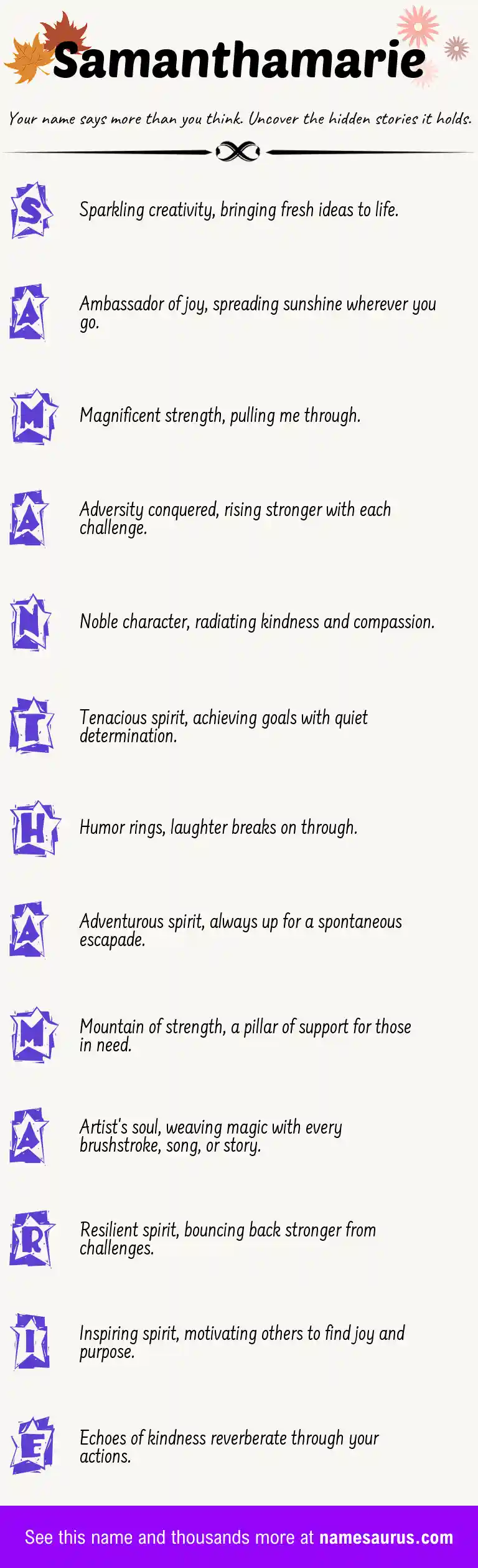 Acrostic poem about Samanthamarie.
