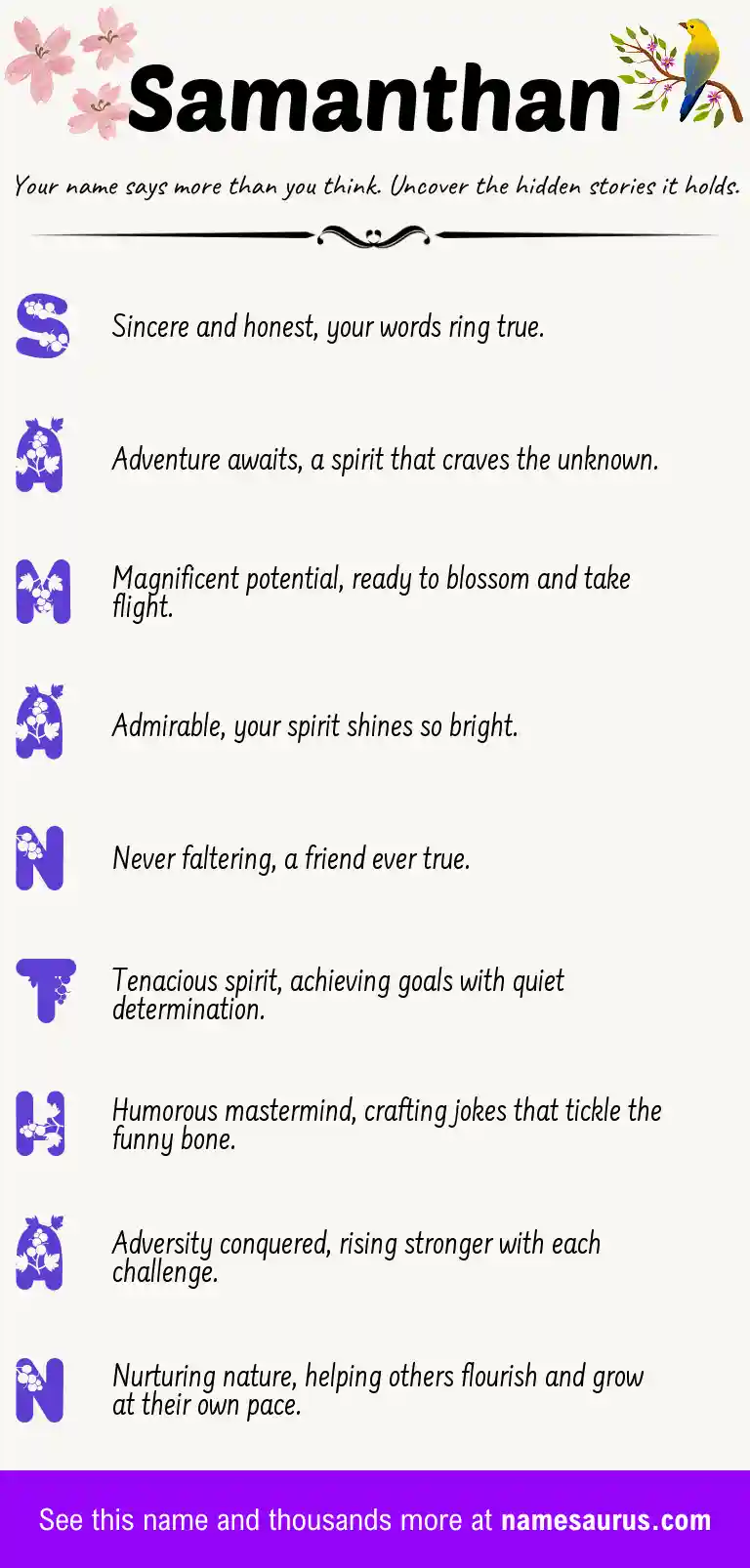 Acrostic poem about Samanthan.