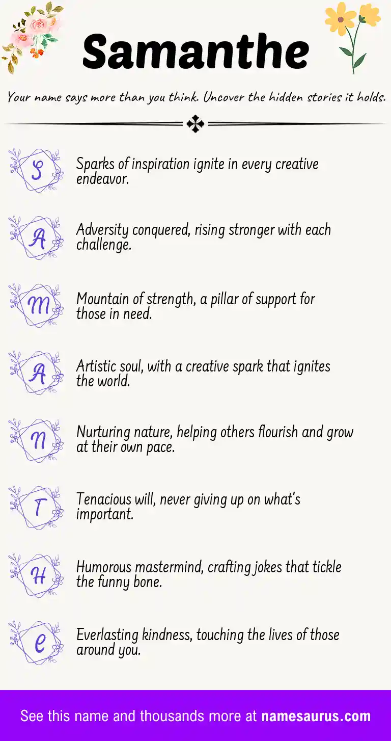 Acrostic poem about Samanthe.