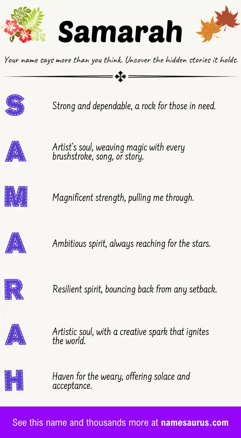 Acrostic poem about Samarah.