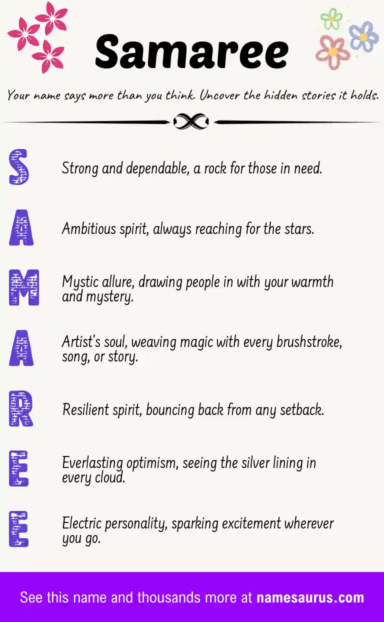 Acrostic poem about Samaree.