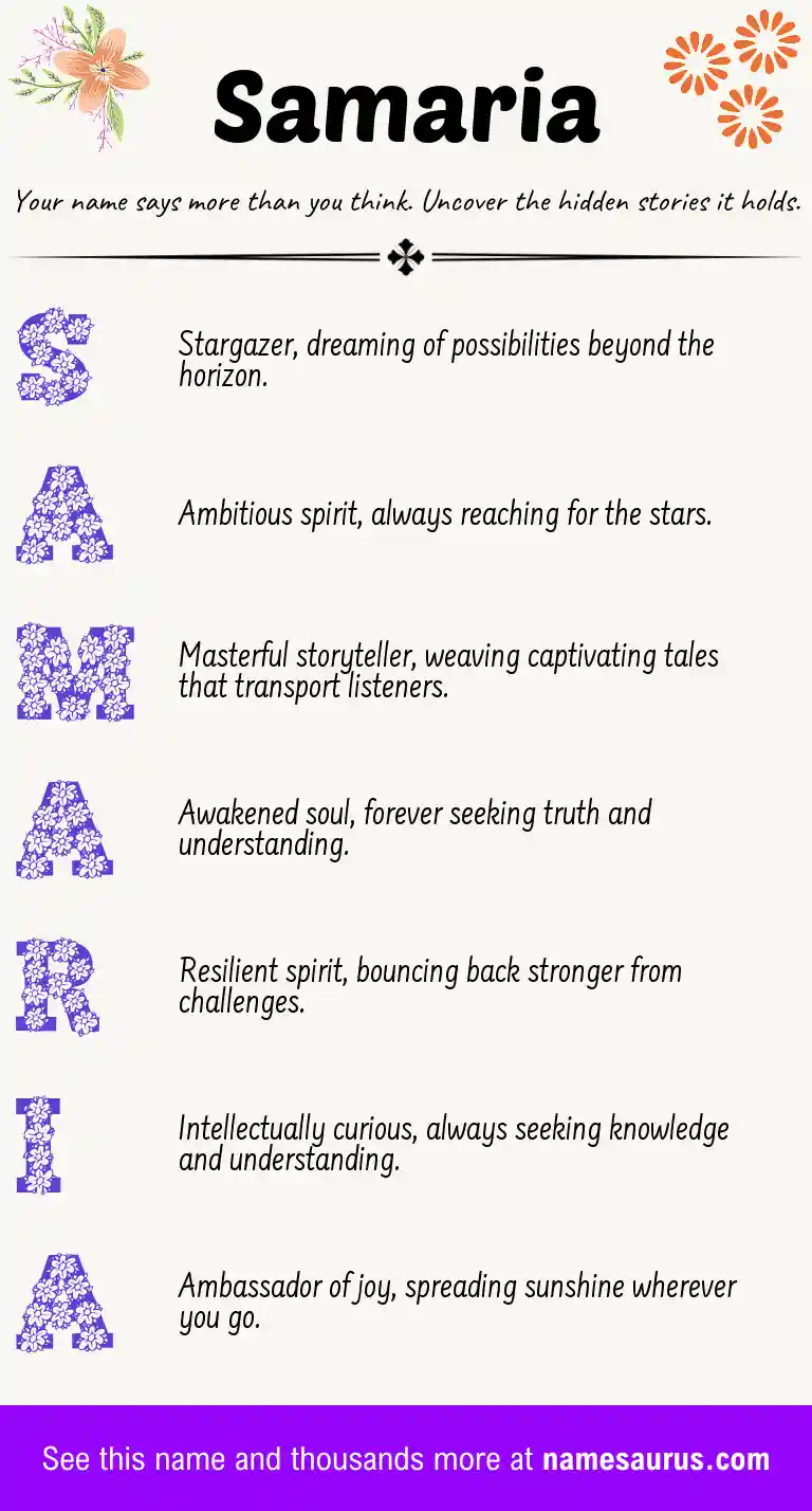 Acrostic poem about Samaria.