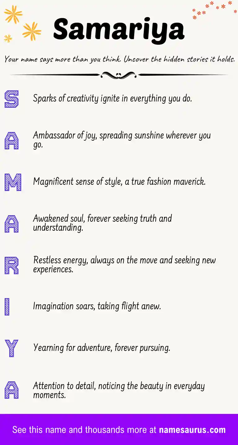 Acrostic poem about Samariya.