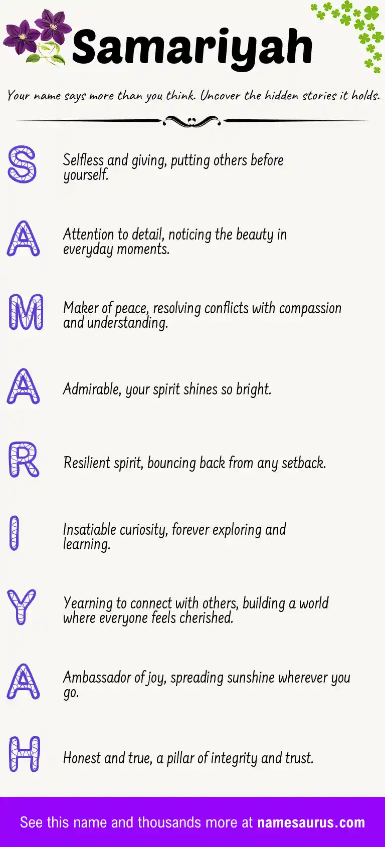 Acrostic poem about Samariyah.