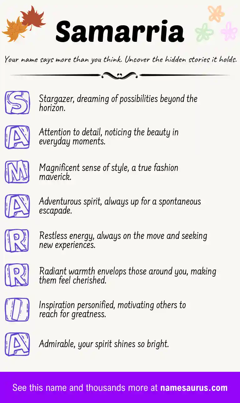 Acrostic poem about Samarria.