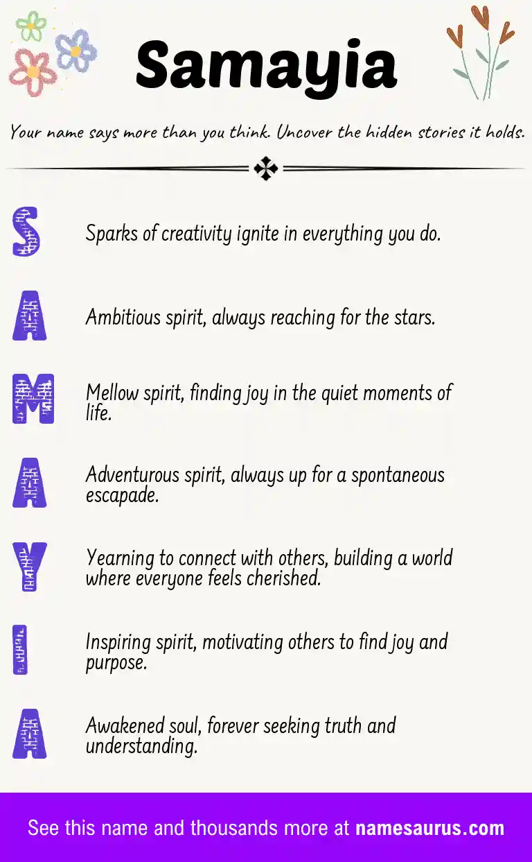 Acrostic poem about Samayia.