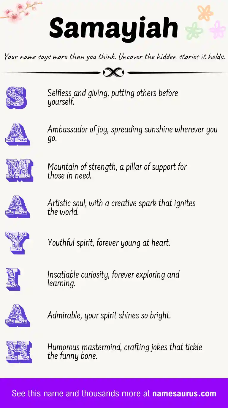 Acrostic poem about Samayiah.