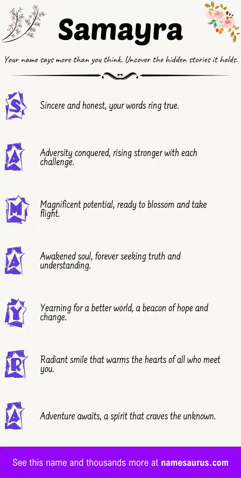 Acrostic poem about Samayra.