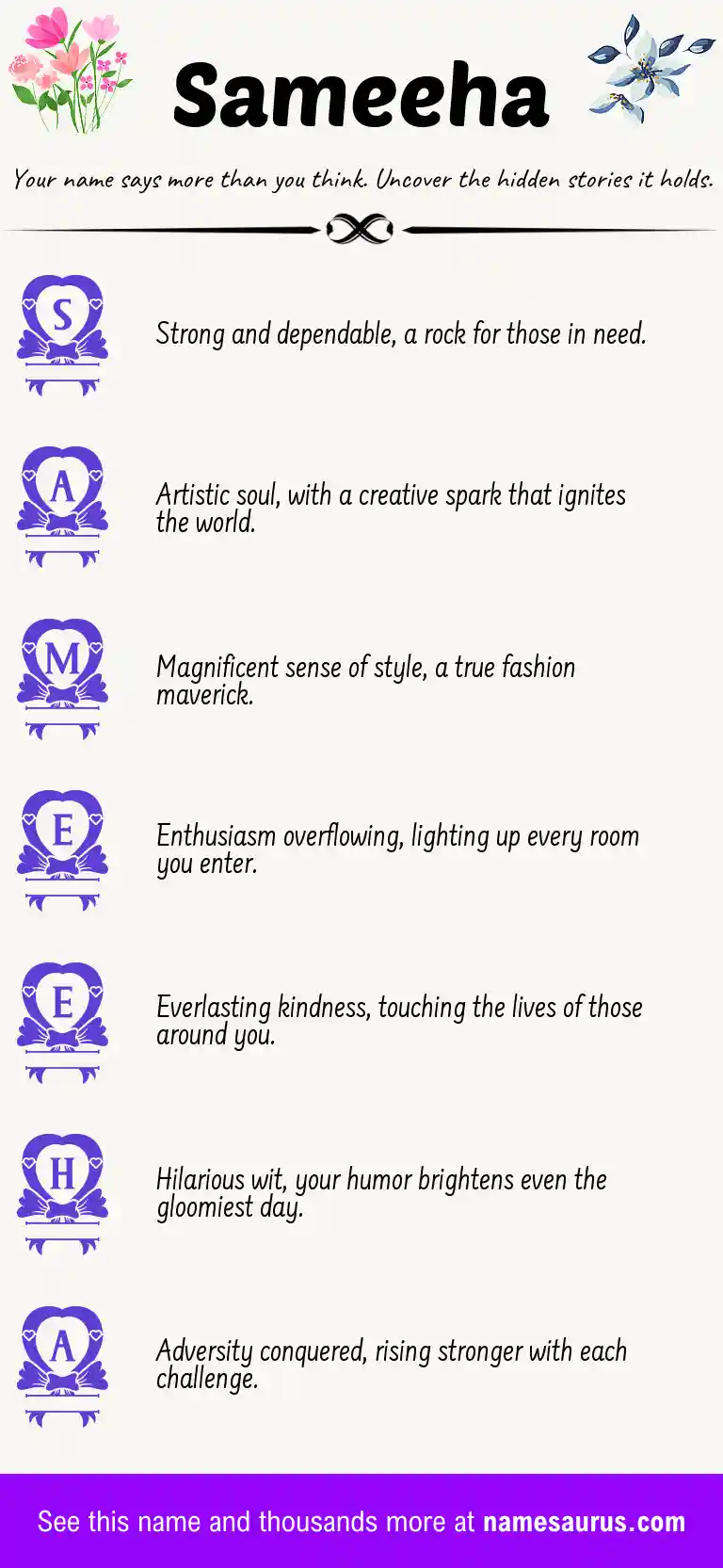 Acrostic poem about Sameeha.