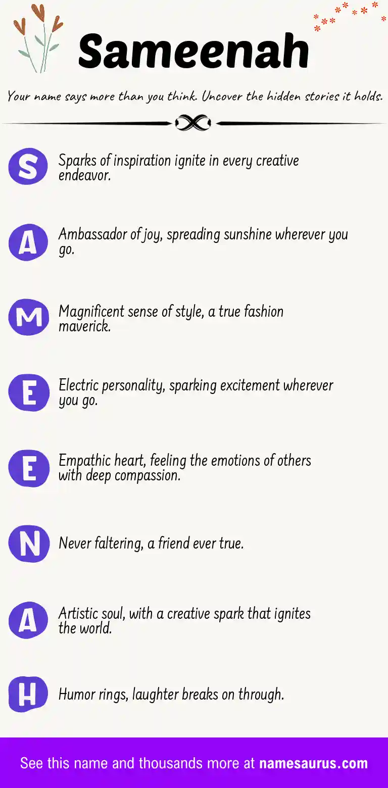 Acrostic poem about Sameenah.