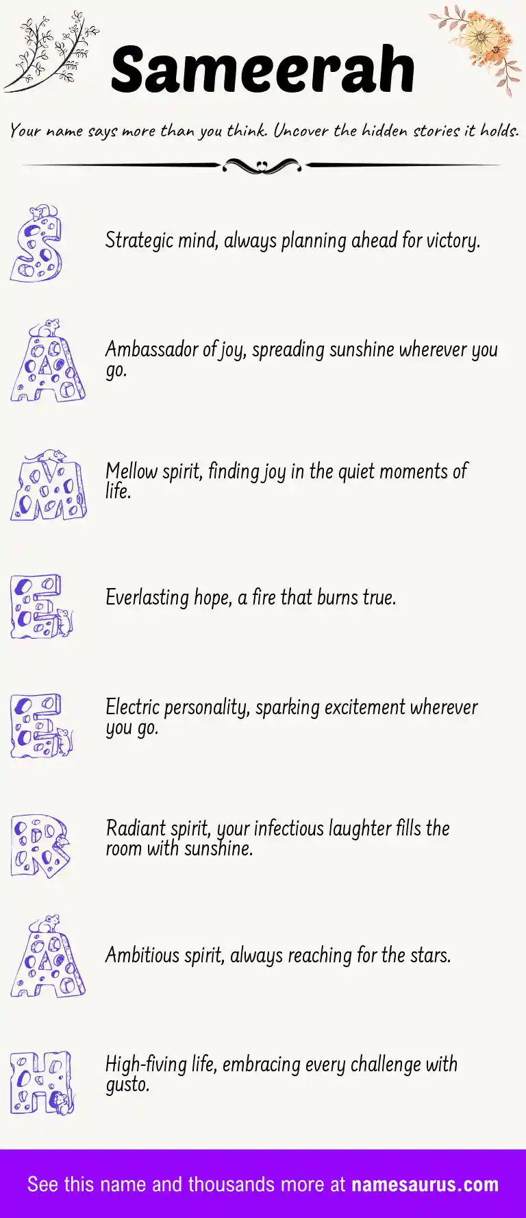 Acrostic poem about Sameerah.