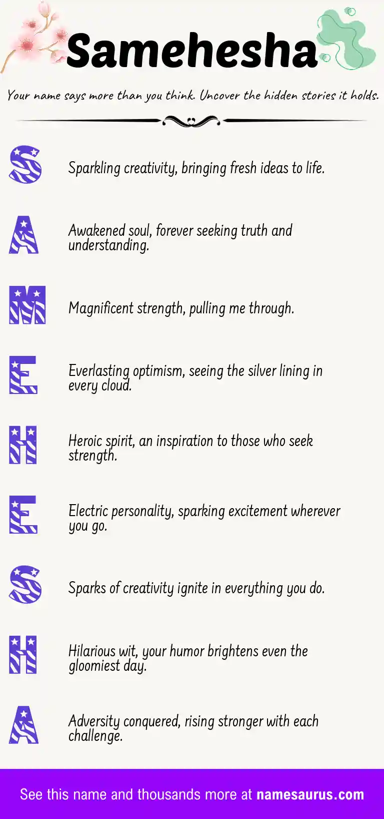 Acrostic poem about Samehesha.