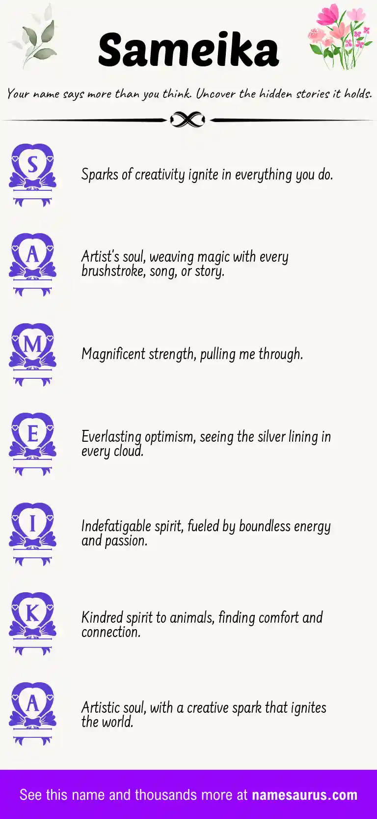 Acrostic poem about Sameika.