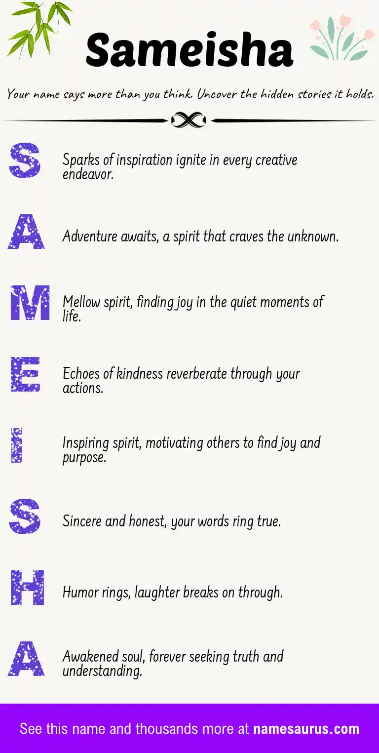 Acrostic poem about Sameisha.