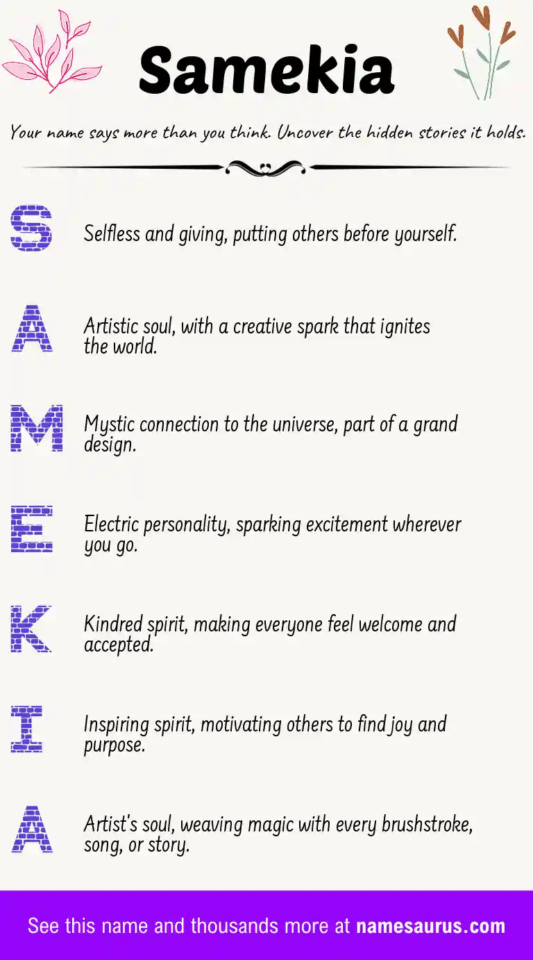Acrostic poem about Samekia.