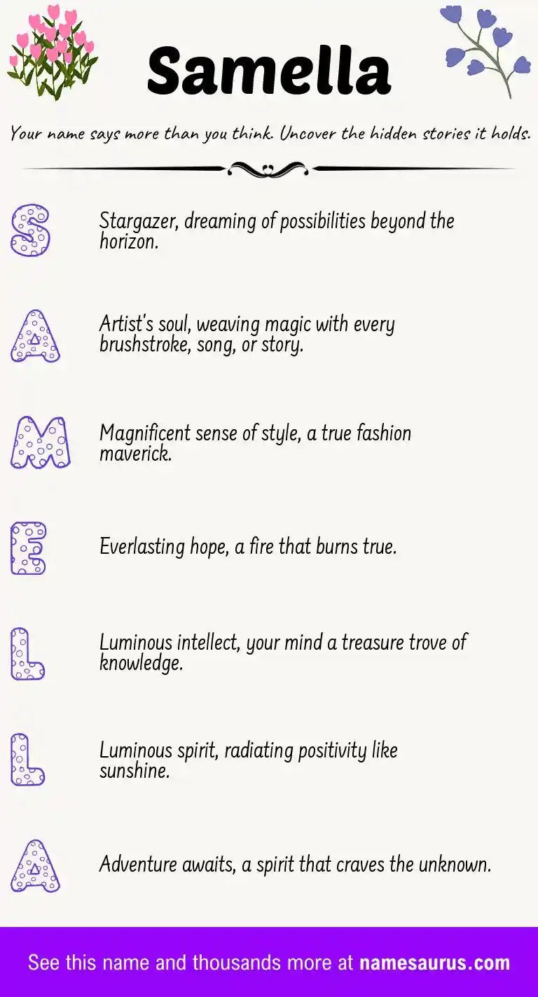 Acrostic poem about Samella.