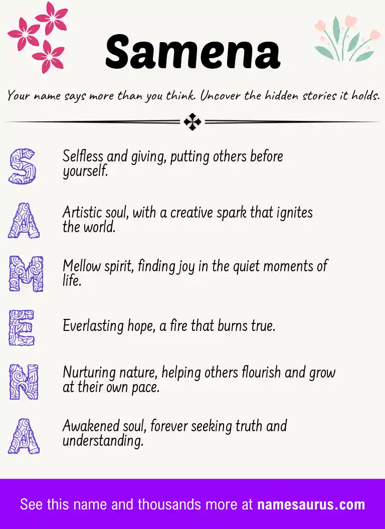 Acrostic poem about Samena.