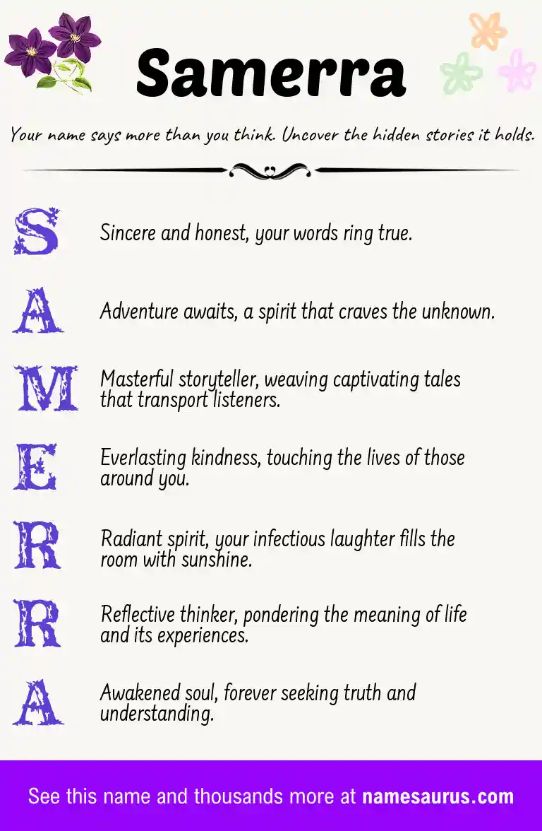 Acrostic poem about Samerra.