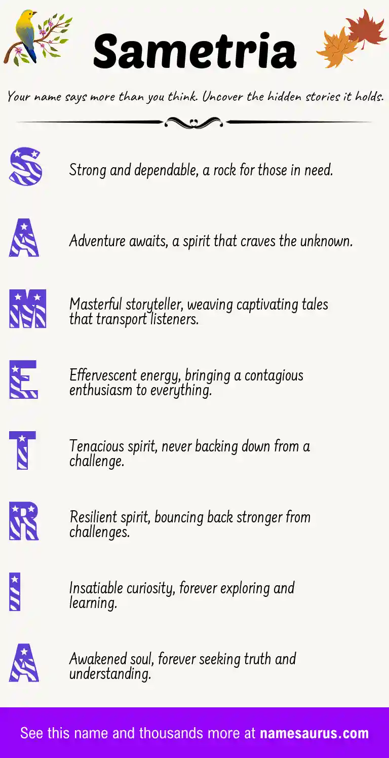 Acrostic poem about Sametria.