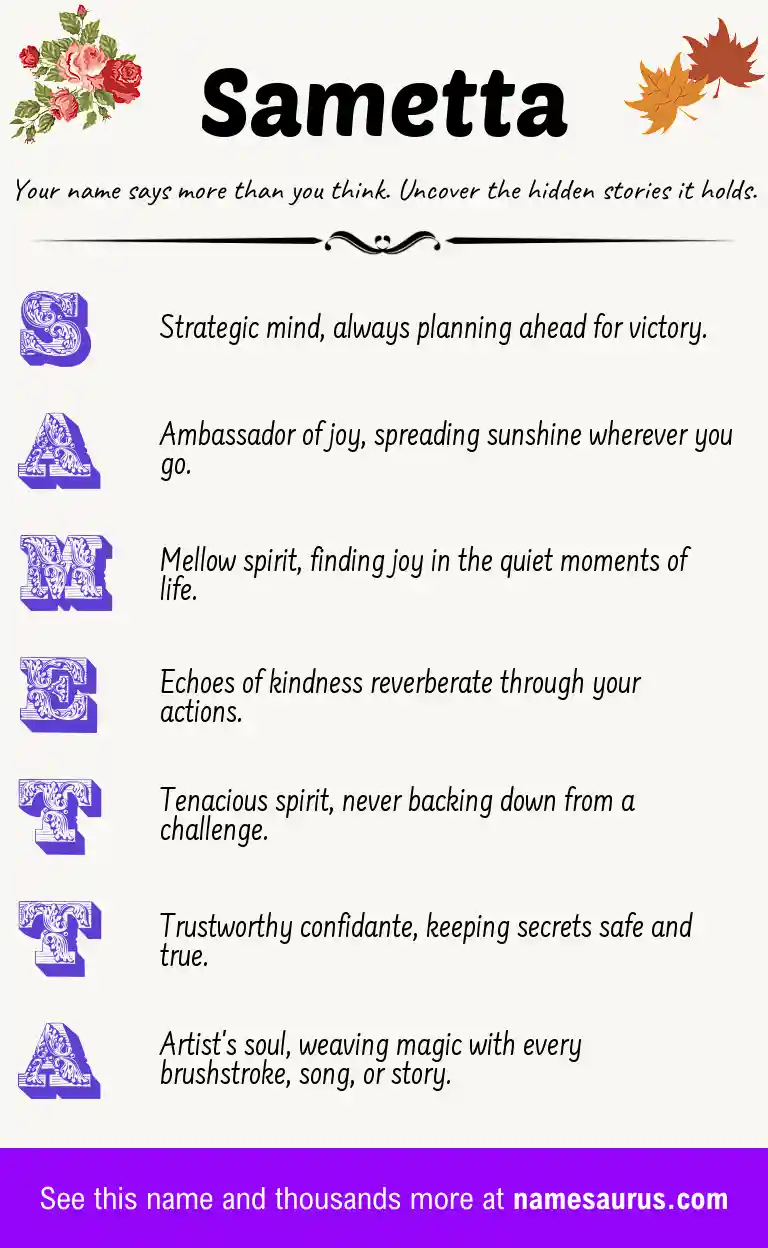 Acrostic poem about Sametta.