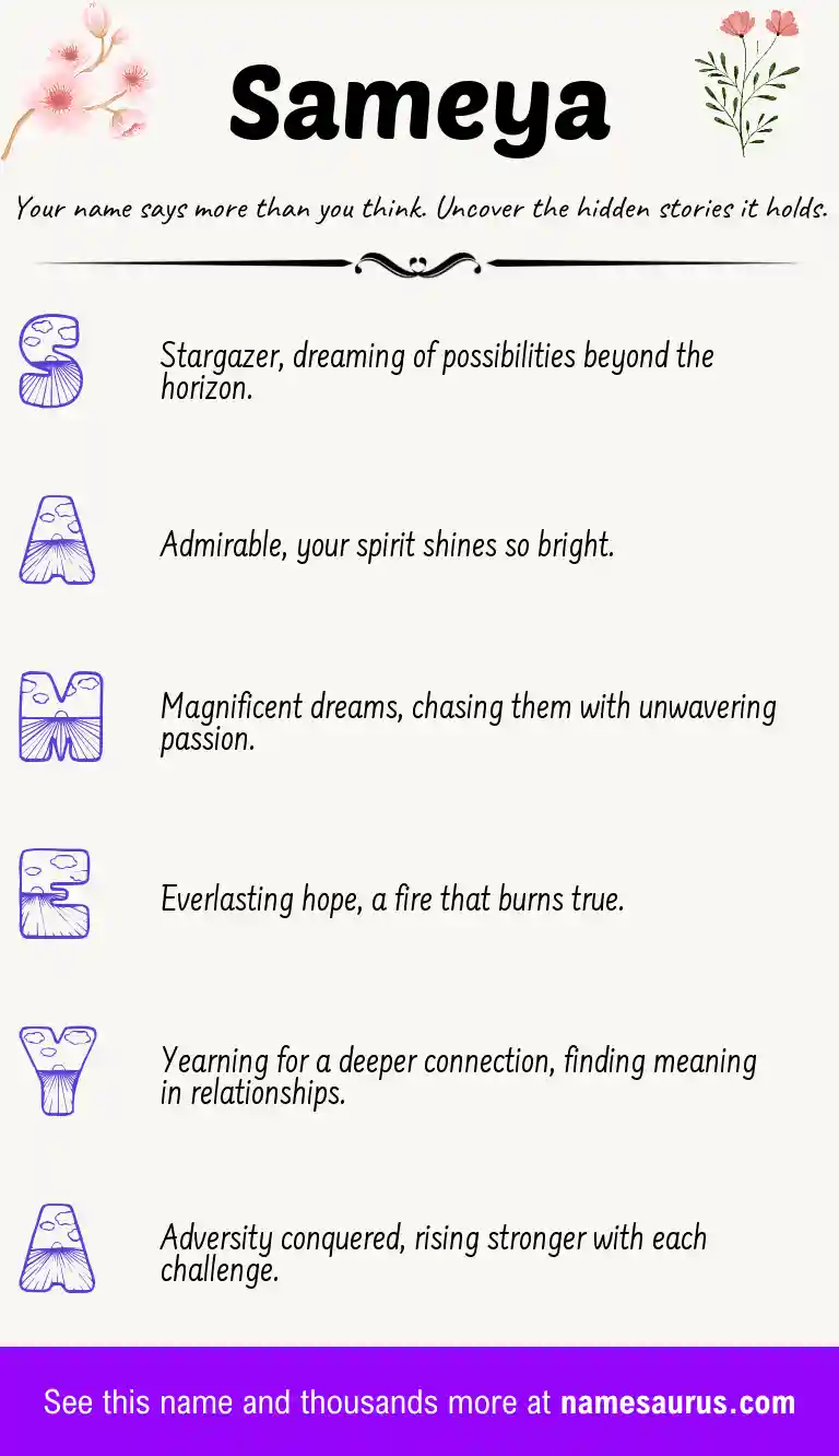 Acrostic poem about Sameya.