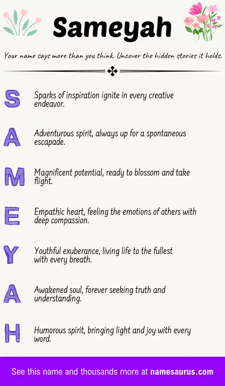 Acrostic poem about Sameyah.