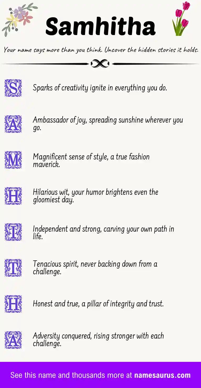 Acrostic poem about Samhitha.