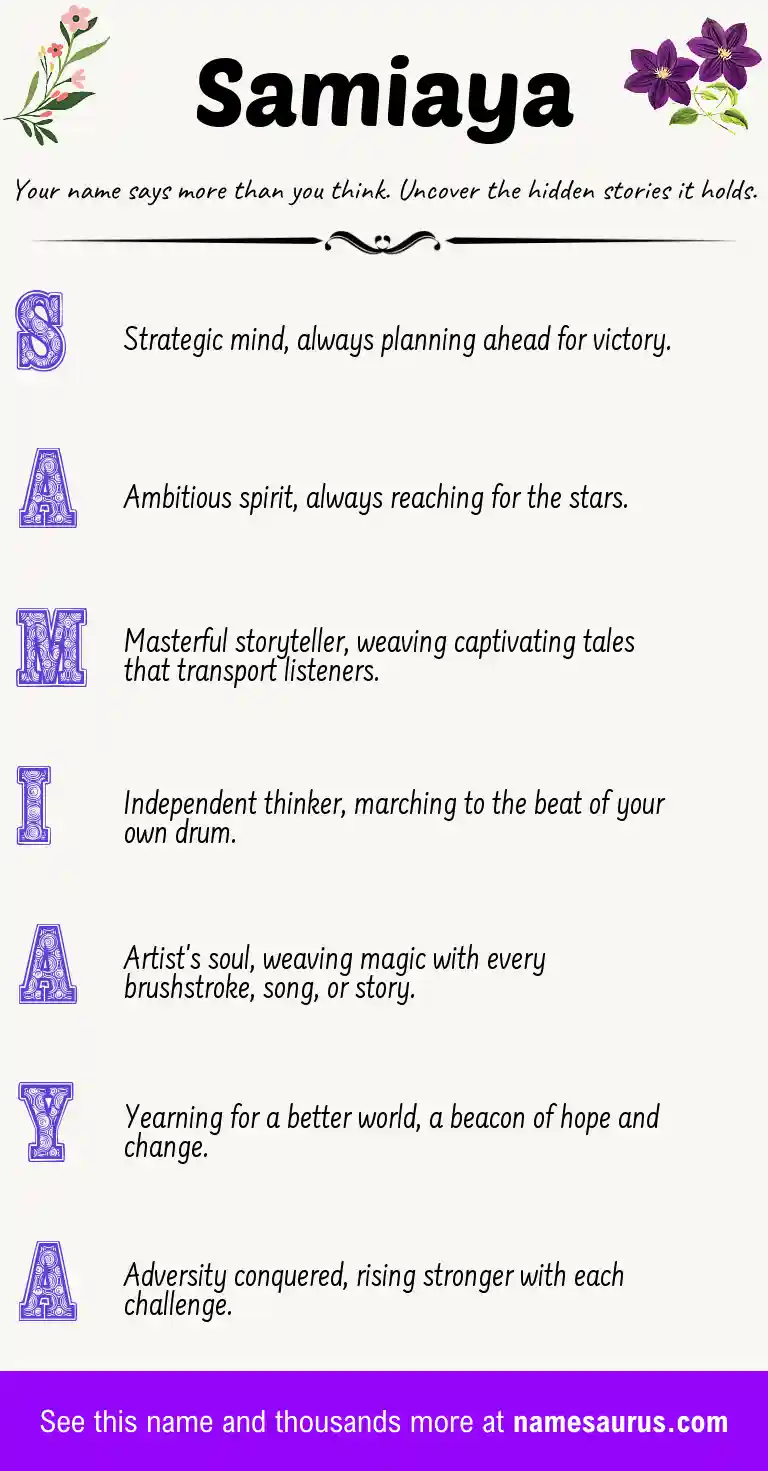 Acrostic poem about Samiaya.