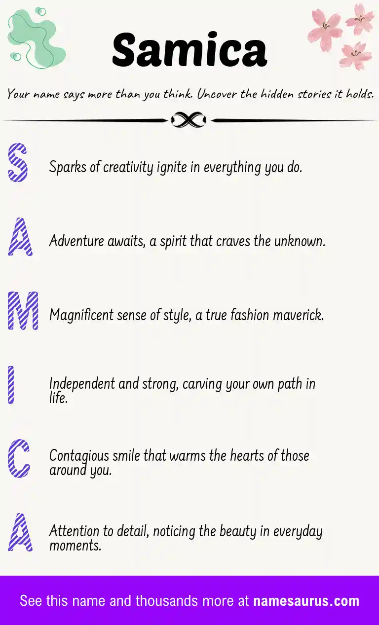 Acrostic poem about Samica.
