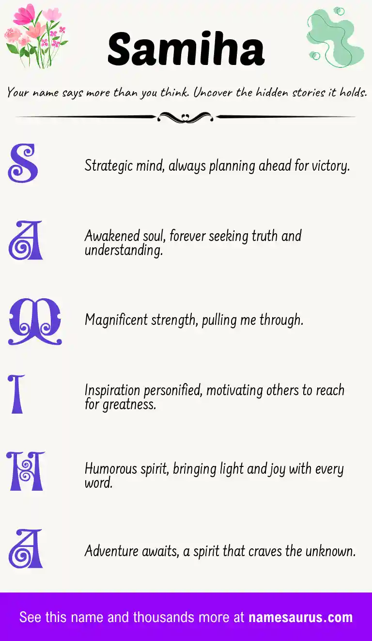 Acrostic poem about Samiha.
