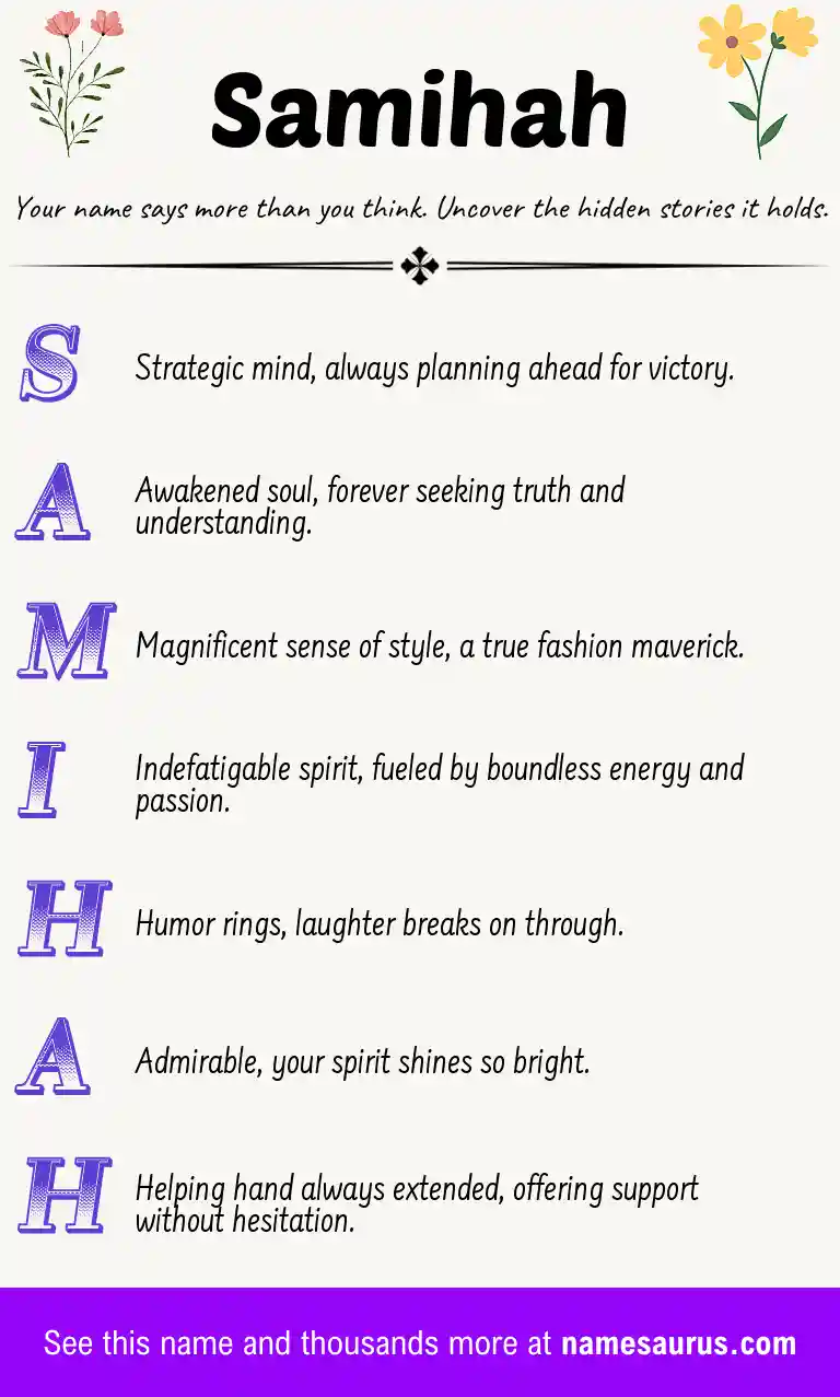 Acrostic poem about Samihah.