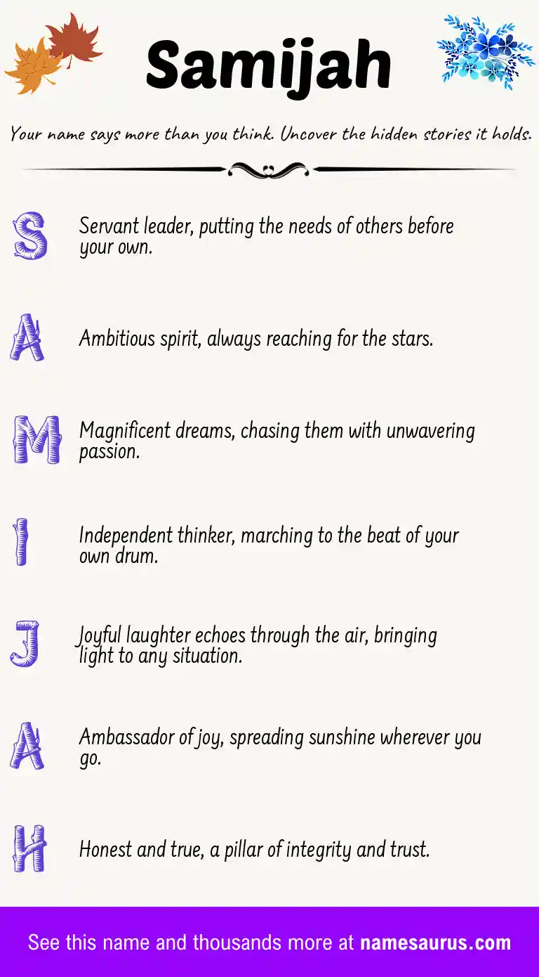 Acrostic poem about Samijah.